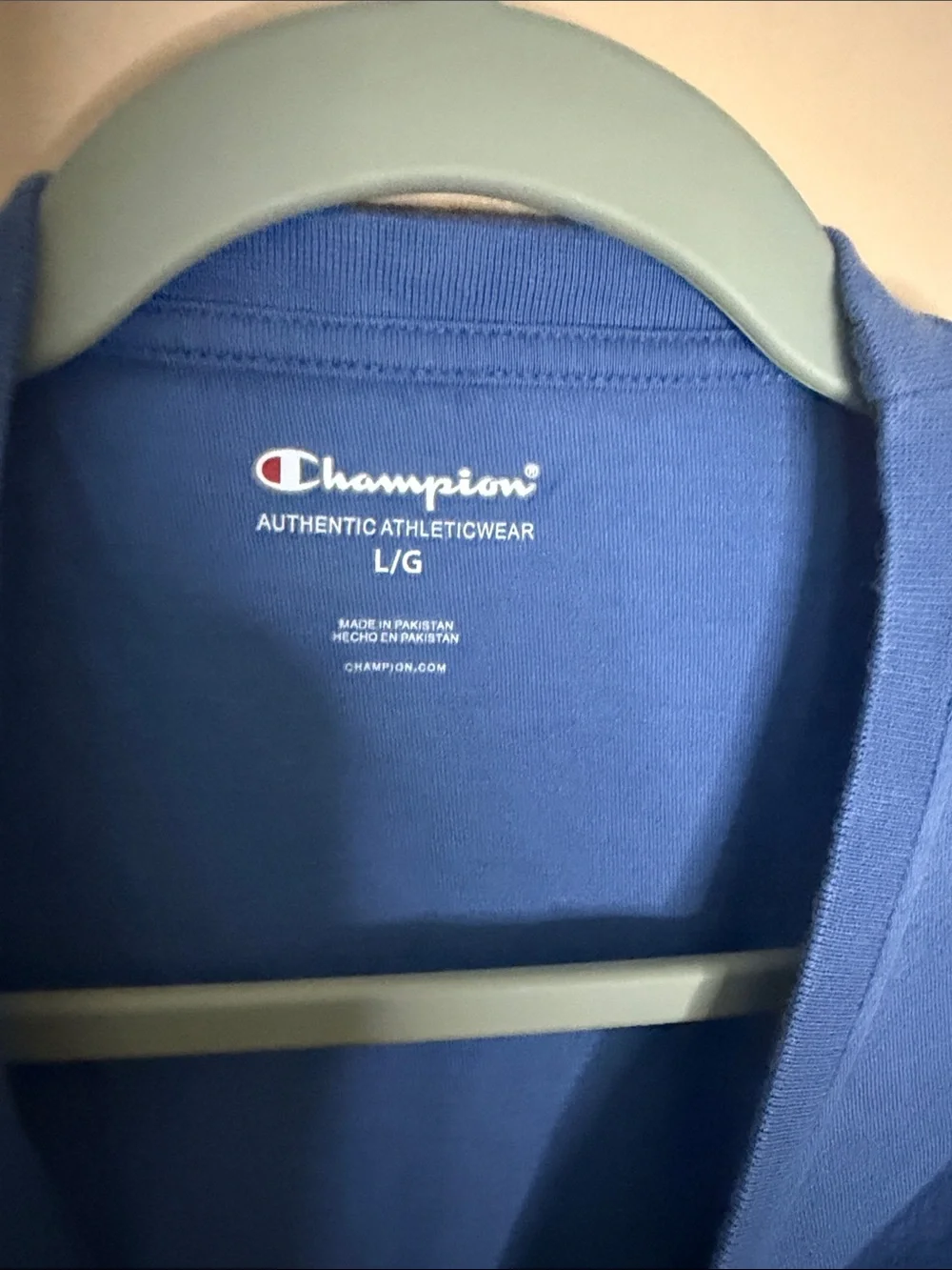 Champion Blue Script Logo Crewneck T-Shirt - Picture 4 of 6